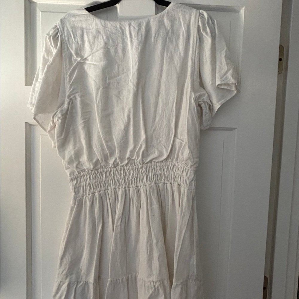 Smocked Waist Tiered Mini Dress in white. Size L. - Picture 3 of 3